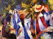 August Macke Madchen im Grunen oil